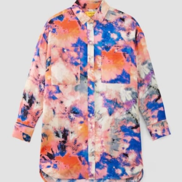 Everlane x Marques/Almeida Woman's Over-sized Long Tie-Dye Blouse Sz LR - Picture 3 of 10